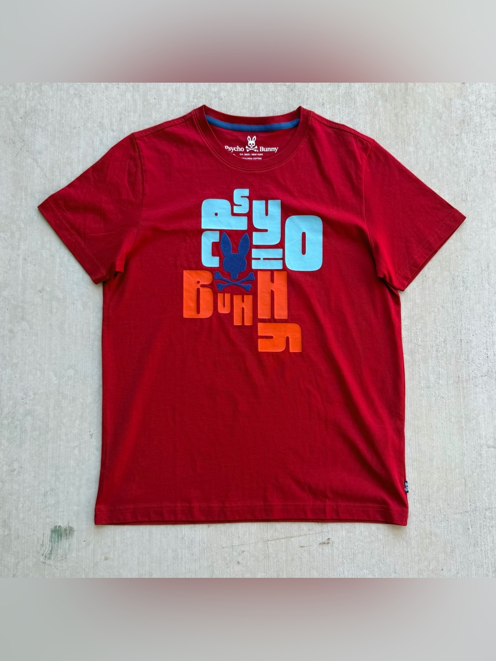 Psycho Bunny T Shirt Men Size 4 Short Sleeve Spell Out Logo Pima Cotton